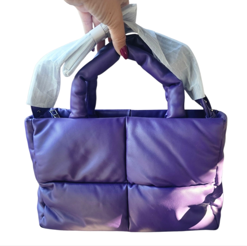 Purple Puffer Tote Bag